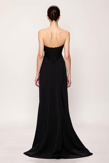 Black Sweetheart Sheath Evening Dress With Slit